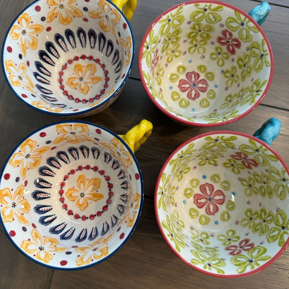 Anthropologie colorful mugs set of 4